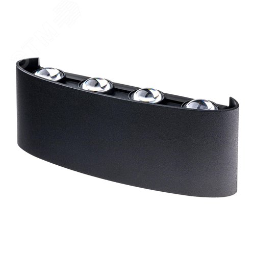 Светильник настенный, накладной, NUOVO LED, 210x42x78мм, 8Вт, термостойкий пластик, 4200К, IP54, черный, 8 лучей - фото 1