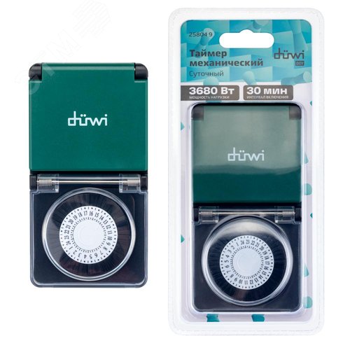 Таймер механический, суточный, влагозащищенный с крышкой, интервал включения 30 мин, 48 вкл/выкл в сутки, 3680 Вт, IP44, белый - фото 2