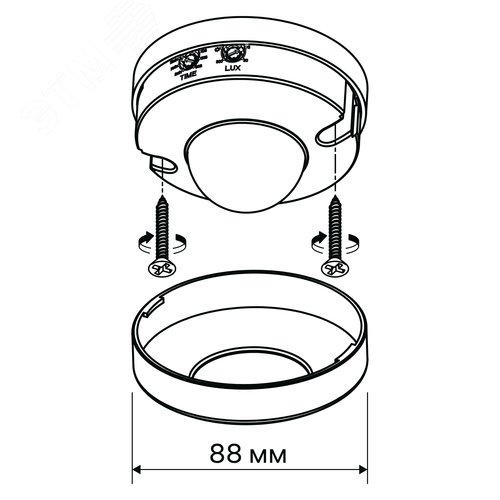 Датчик движения, потолочный/накладной, DDP-03, 3x detector, 360, 10-420с, 12м, 1200 Вт, IP20, белый - фото 10