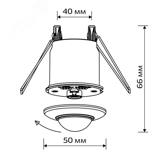 Датчик движения потолочный, встраиваемый под R39, DDV-01, 360, 10-420с, 6м, 800 Вт, IP20, белый - фото 11