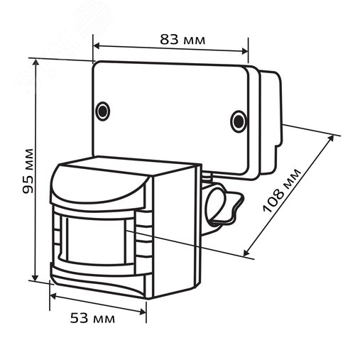 Датчик движения интегрируемый, для прожектора, DDF-01, 180, 10-420с, 12м, 1200Вт, IP44, черный - фото 11