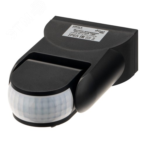 Датчик движения настенный, DD-02, 180, 10-900 секунд, 12 м, 1200 Вт, IP65, черный - фото 1