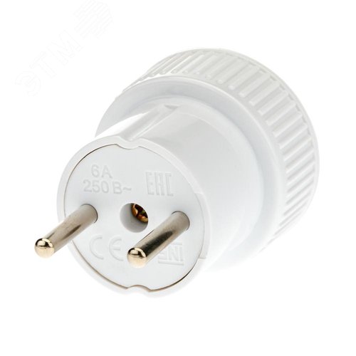 Адаптер на 1 гнездо, на евровилку, без заземления, 6 A, 230 В, 1300 Вт, IP20, белый - фото 4