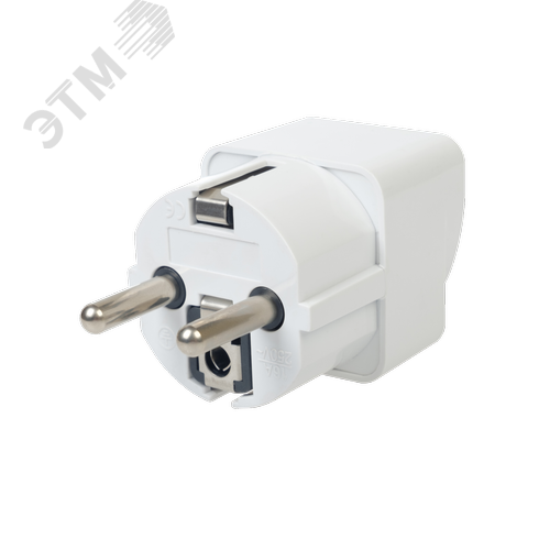 Адаптер на 1 гнездо, универсальный, с заземлением, 16 A, 230 В, 3680 Вт, IP20, белый - фото 1