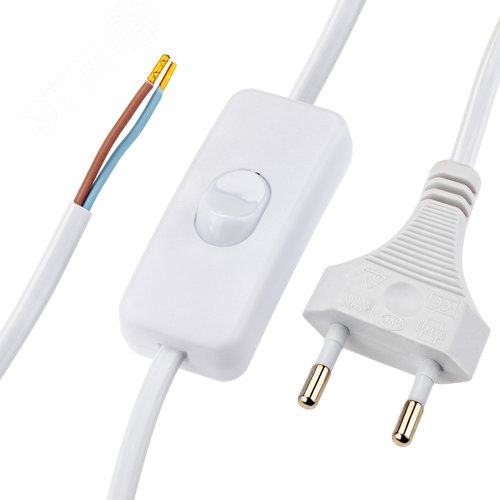 Провод с евроштекером, с выключателем, 1.8м, 2.5А, белый - фото 3