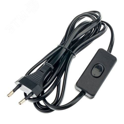 Провод с евроштекером, с выключателем, 1.8м, 2.5А, черный - фото 1