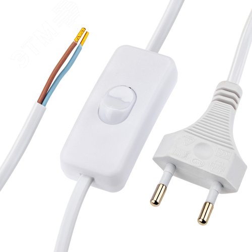 Провод с евроштекером, с выключателем, 2м, 2.5А, белый - фото 3