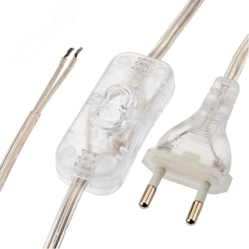 Провод с евроштекером, с выключателем, 2м, 2А, прозрачный - фото 3