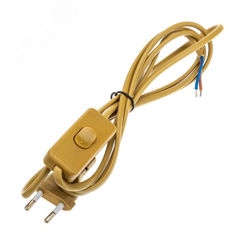 Провод с евроштекером, с выключателем, 2м, 2А, золото - фото 1