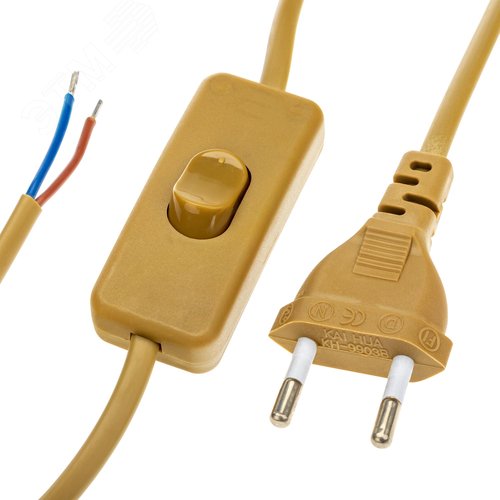 Провод с евроштекером, с выключателем, 2м, 2А, золото - фото 3