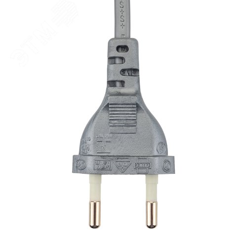 Провод с евроштекером, с выключателем, 2м, 2х0.5мм?, 2А, серебро - фото 4