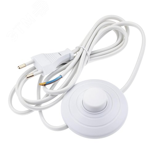 Провод с евроштекером, с ножным выключателем, 2м, 2.5А, белый - фото 1