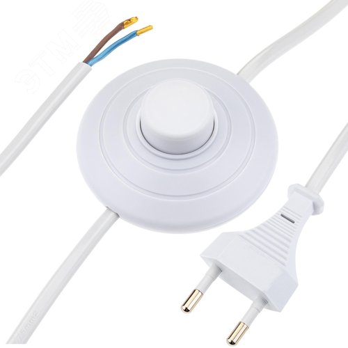 Провод с евроштекером, с ножным выключателем, 2м, 2.5А, белый - фото 3