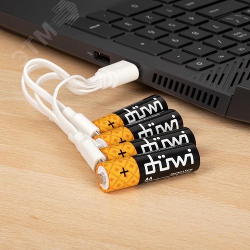 Аккумулятор, USB-C, Li-Ion, AA,1.5V, 1800 мАч, 4шт., кабель для зарядки - фото 7