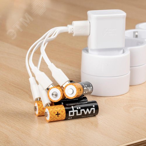 Аккумулятор, USB-C, Li-Ion, AA,1.5V, 1800 мАч, 4шт., кабель для зарядки - фото 8