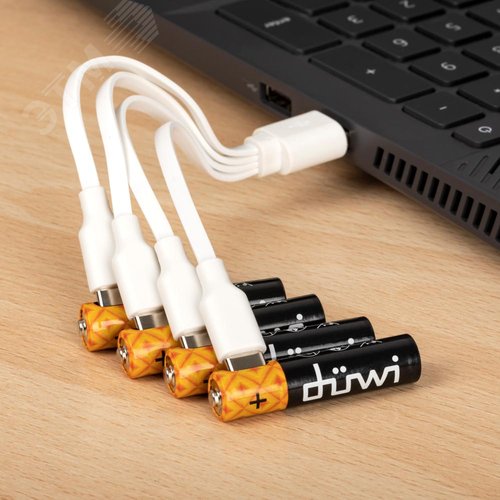 Аккумулятор, USB-C, Li-Ion, AAA,1.5V, 450 мАч, 4 шт., кабель для зарядки - фото 7