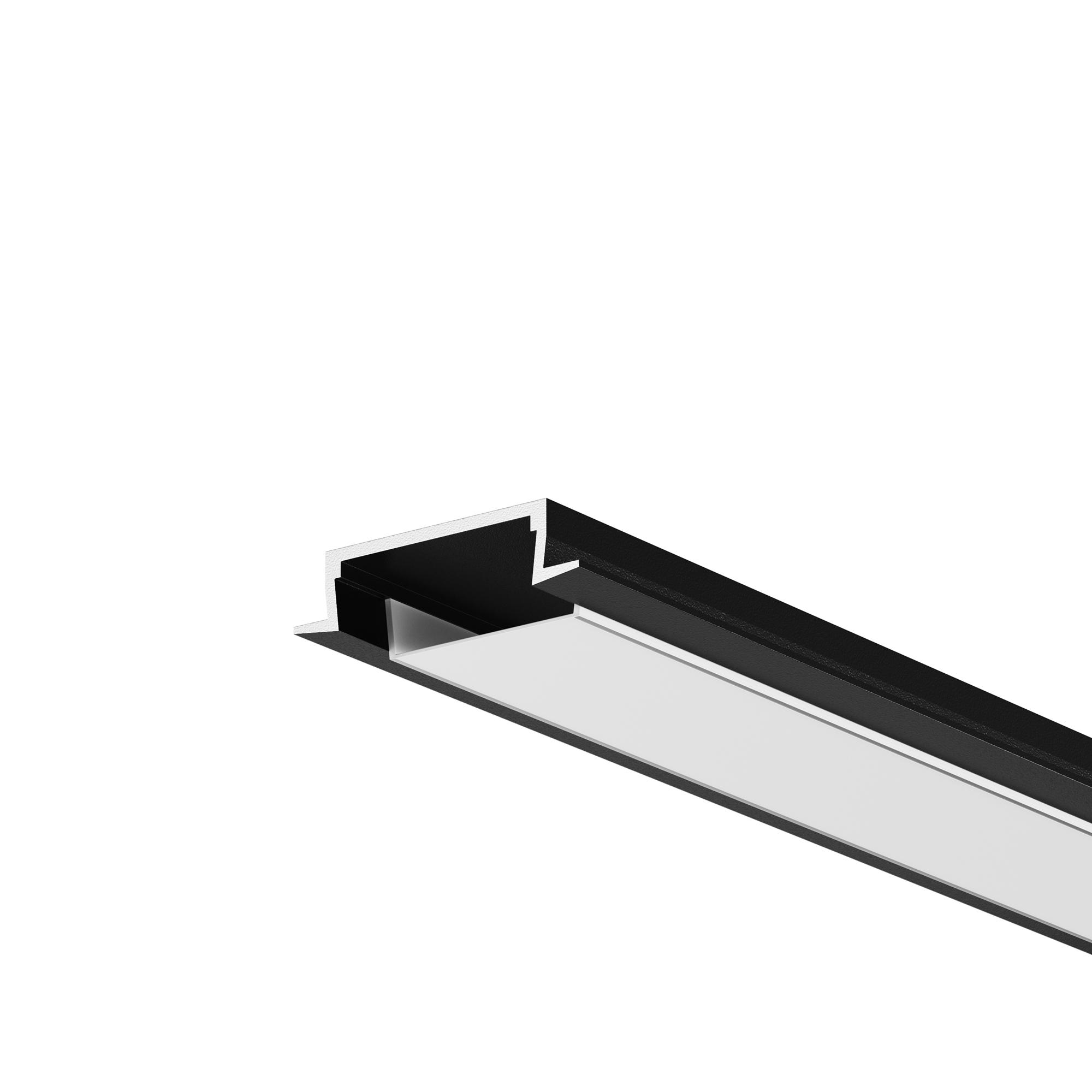 Профиль алюминиевый встраиваемый с накладным фланцем 22x6 (Черный, 2 м), ALM-004-B-2M