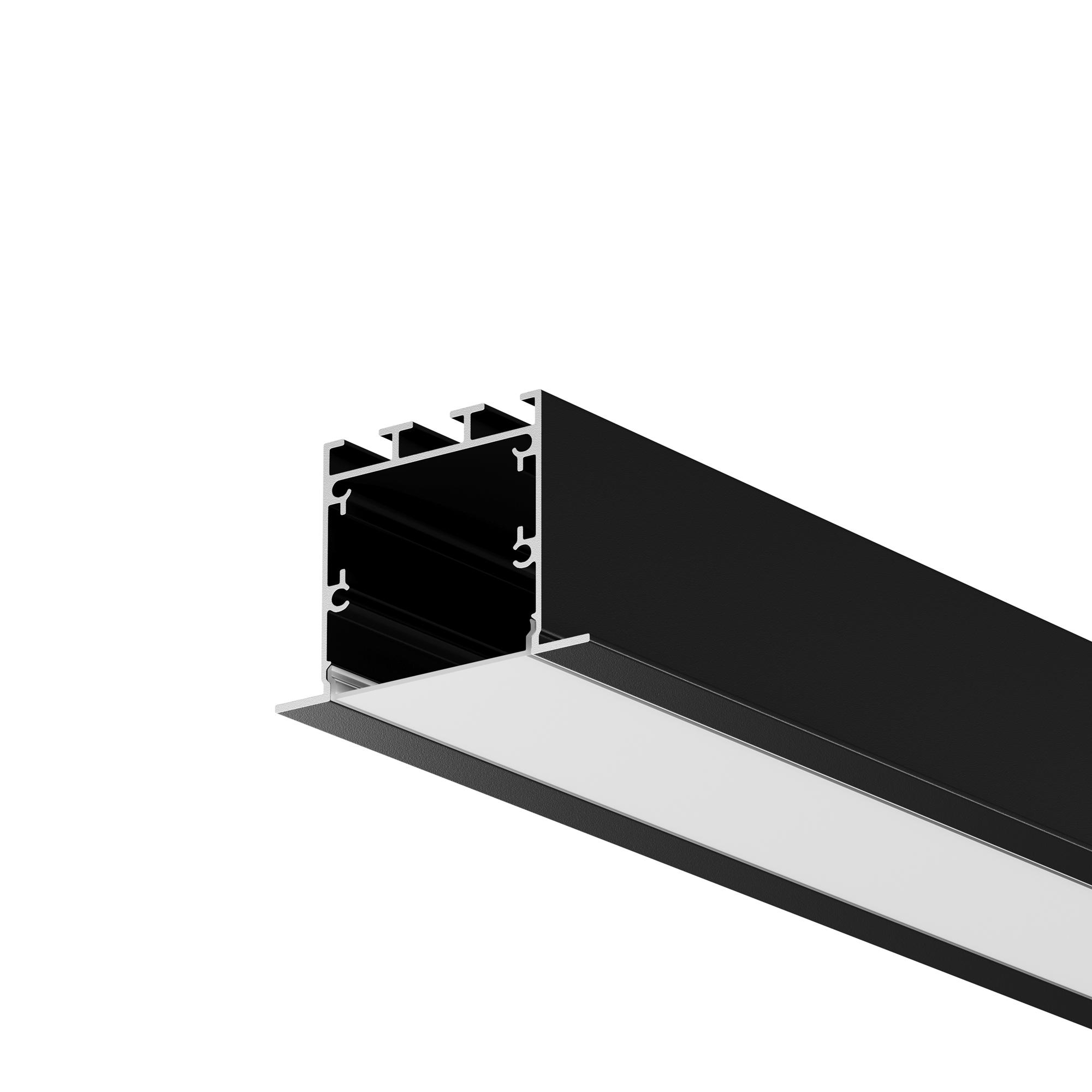 Профиль алюминиевый встраиваемый с накладным фланцем 50x35 (Черный, 2 м), ALM-5035T-B-2M