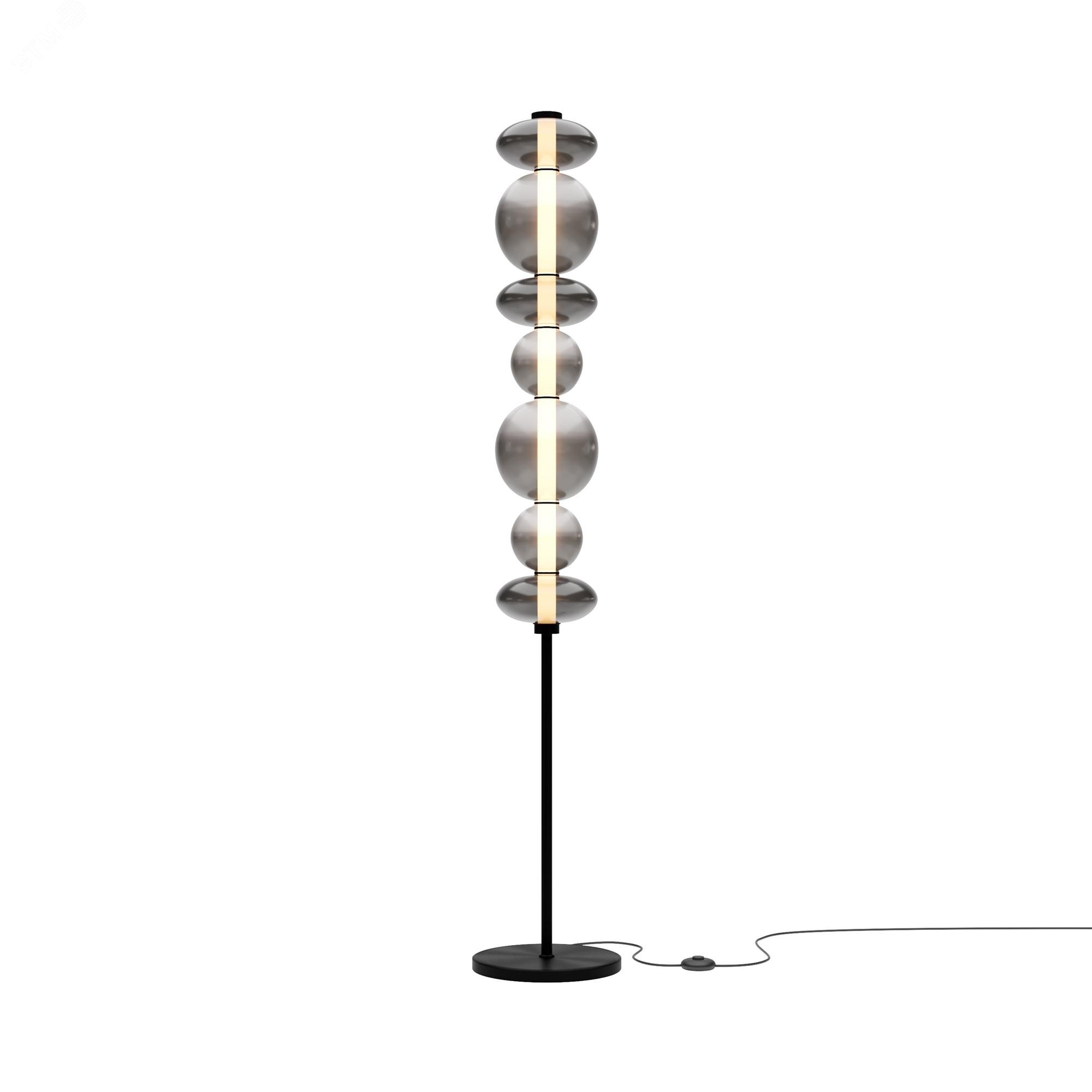 Изображение товара Современный напольный торшер Futuro LED 40W Черный с стеклянными плафонами