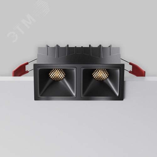 Светильник встраиваемый Downlight Alfa LED 3000K 10Вт 50 град IP20 CRI90 Черный двойной квадрат 52х126х65мм 1880Лм - фото 4