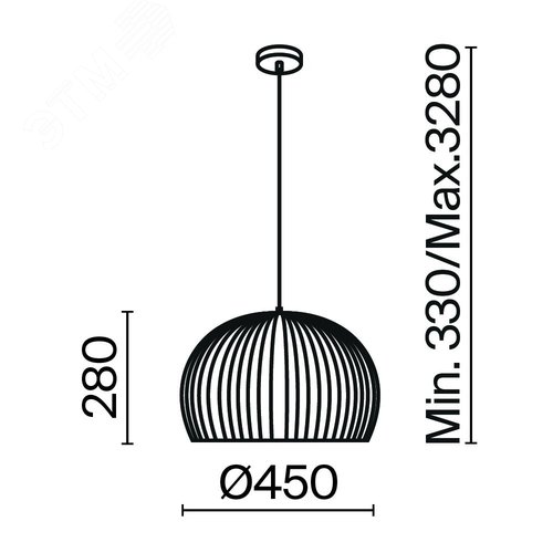 Светильник подвесной Roots E27х1х40W Черный - фото 2