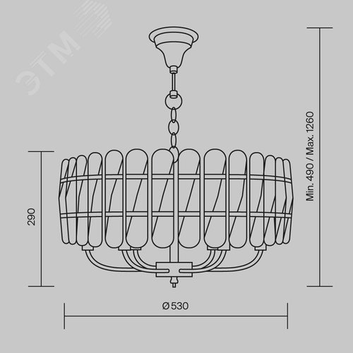 Светильник подвесной Suite E14х6х40W Латунь - фото 4