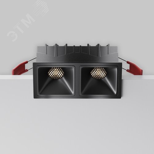 Светильник встраиваемый Downlight Alfa LED 4000K 10Вт 50 град IP20 CRI90 Черный двойной квадрат 52х126х65мм 2040Лм - фото 4