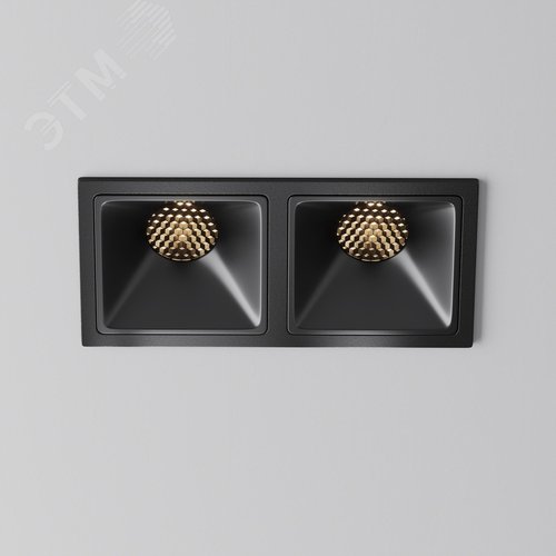 Светильник встраиваемый Downlight Alfa LED 3000K 10Вт 50 град IP20 CRI90 Черный двойной квадрат 52х126х65мм 1880Лм - фото 5