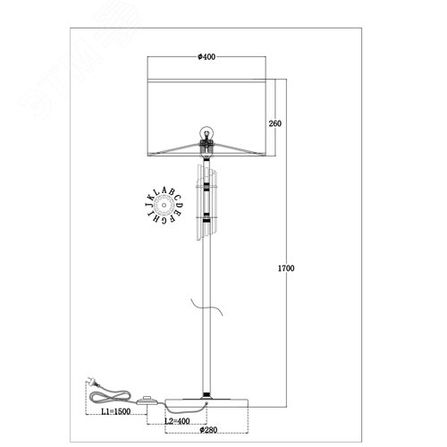 Светильник напольный (торшер) Alloro E27х1х60W Латунь - фото 3