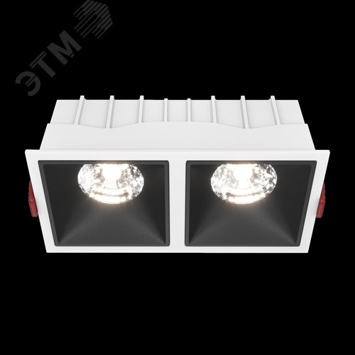 Светильник встраиваемый Downlight Alfa LED 4000K 2x15Вт 36 град Dim Triac IP20 CRI90 Бело-черный двойной квадрат 63х167х85мм 2350Лм - фото 2