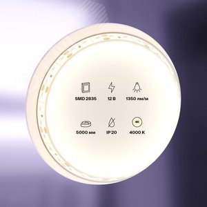 Лента светодиодная 12В 2835 14,4Вт/м 4000K 5м IP20 - фото 2