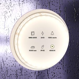 Лента светодиодная 24В 2835 14,4Вт/м 4000K 5м IP65 - фото 2