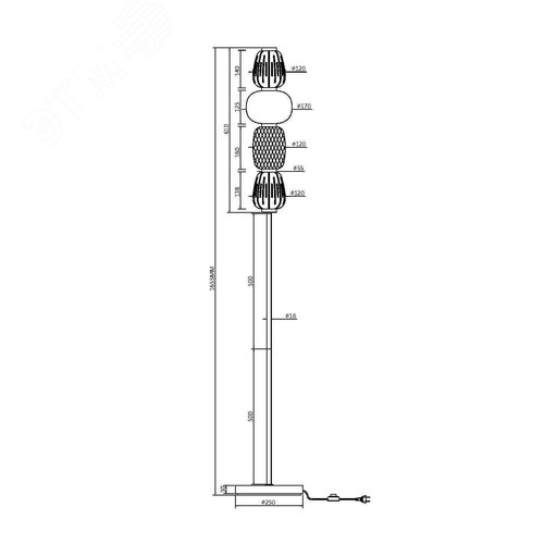 Светильник напольный (торшер) Pattern LED 32W Золото - фото 3