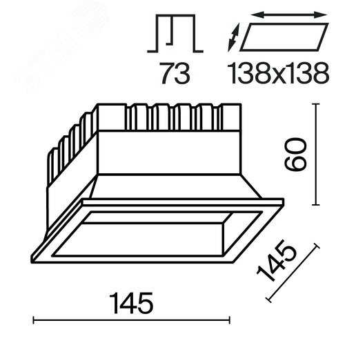 Светильник встраиваемый Okno DL056-18W3-4-6K-W Белый - фото 2