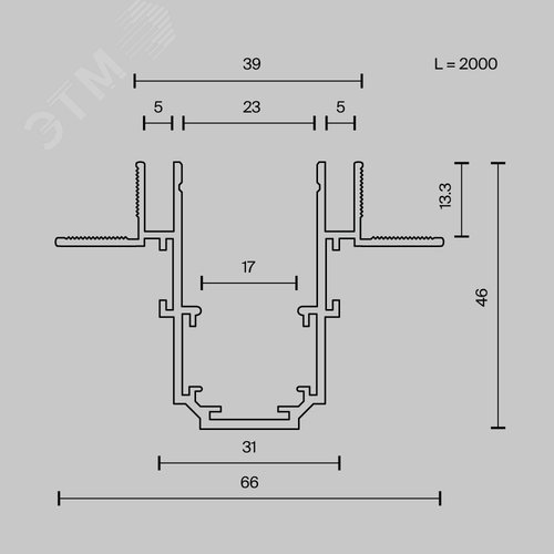 Шинопровод магнитный встраиваемый под ГКЛ 12,5мм с каналом под светодиодную ленту - фото 7