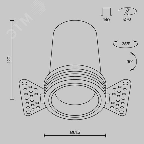 Светильник встраиваемый FOCUS LED DL125-L12-3K-TRS-B Черный - фото 7
