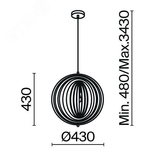 Светильник подвесной Roots E27х1х40W Черный - фото 3