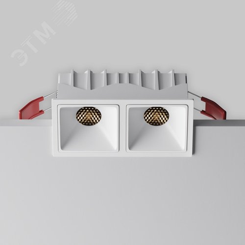 Светильник встраиваемый Downlight Alfa LED 3000K 10Вт 50 град IP20 CRI90 Белый двойной квадрат 52х126х65мм 1950Лм - фото 3