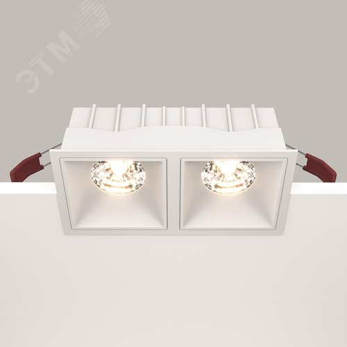 Светильник встраиваемый Downlight Alfa LED 3000K 2x15Вт 36 град Dim Triac IP20 CRI90 Белый двойной квадрат 63х167х85мм 2250Лм - фото 4