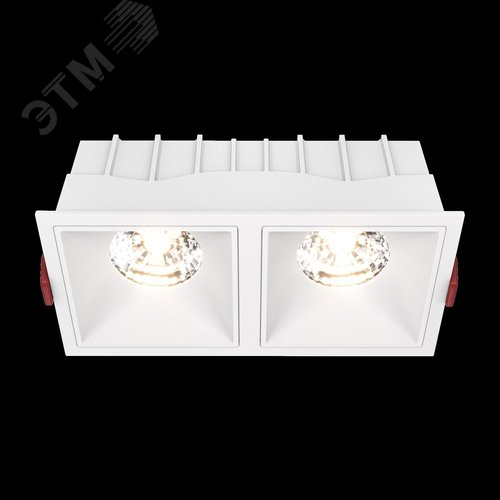 Светильник встраиваемый Downlight Alfa LED 3000K 2x15Вт 36 град Dim Triac IP20 CRI90 Белый двойной квадрат 63х167х85мм 2250Лм - фото 2