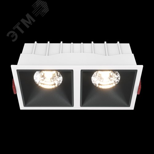 Светильник встраиваемый Downlight Alfa LED 3000K 2x15Вт 36 град Dim Triac IP20 CRI90 Бело-черный двойной квадрат 63х167х85мм 2100Лм - фото 2