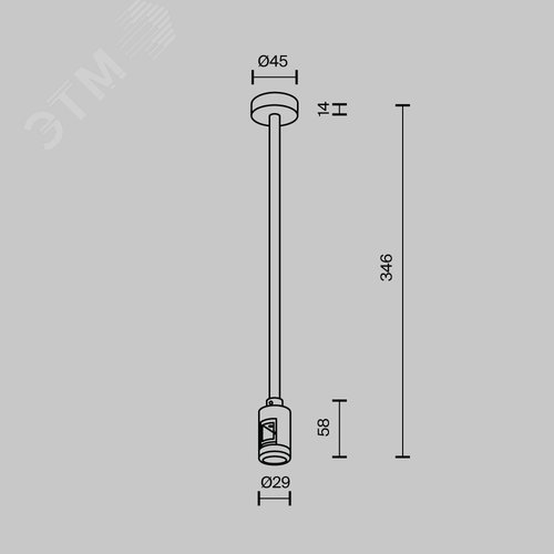 Крепление потолочное Medium 300мм с вводом питания Flarity черный - фото 5