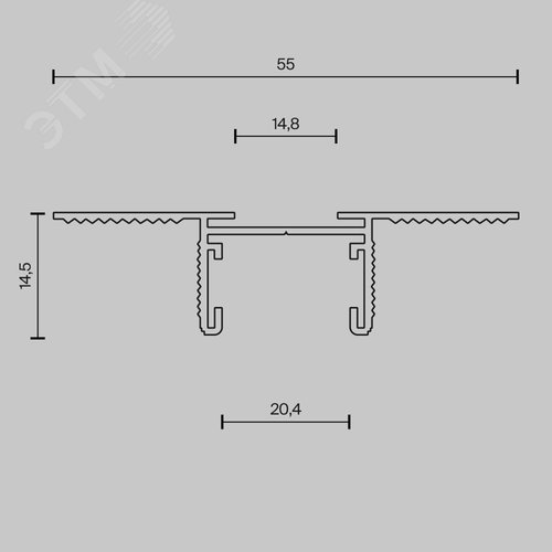 Шинопровод 2м встраиваемый под ГКЛ 12,5мм Basity черный - фото 6