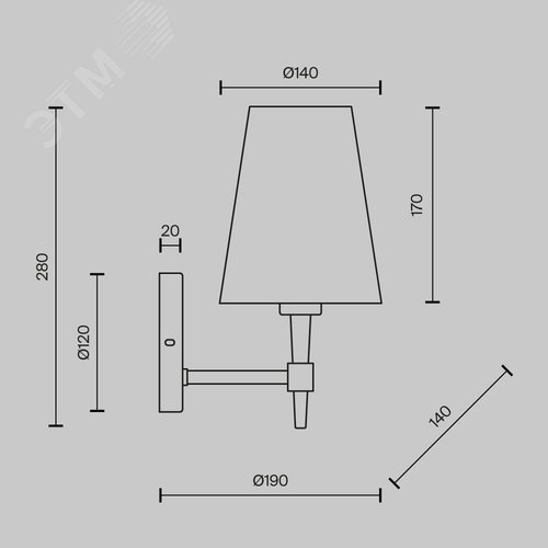 Светильник настенный (бра) Maytoni H001WL-01BS Латунь - фото 3