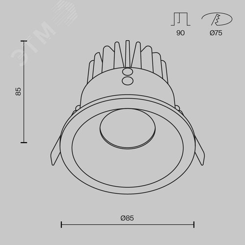 Светильник встраиваемый LED Zoom 4000K 1x12Вт 60 град IP65 белый круглый - фото 7