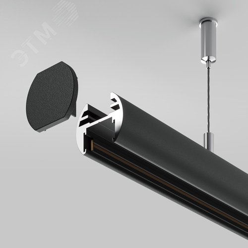 Шинопровод 1м подвесной круглый Basity черный - фото 4