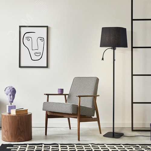 Светильник напольный (торшер) Farel E27х1х60W Черный - фото 4