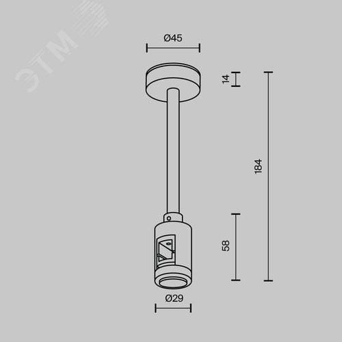 Крепление потолочное Short одинарное 138мм Flarity черный - фото 5