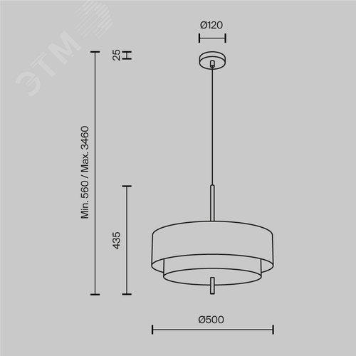 Светильник подвесной Bergamo E27х5х60W Черный - фото 6