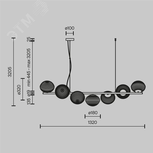 Светильник подвесной Reels E14х7х40W Черный - фото 6